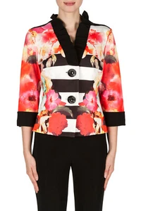 Joseph Ribkoff Multicoloured Crop Floral Jacket Size UK 10 RRP £265 - Picture 1 of 5