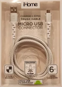 iHome Charge + Sync Tough Cable Micro USB Connector For Android Devices ~ NEW - Picture 1 of 2