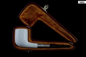 Deluxe Pot CUTTY Pipe BLOCK MEERSCHAUM-NEW-HAND CARVED W Case#552 - Picture 1 of 12