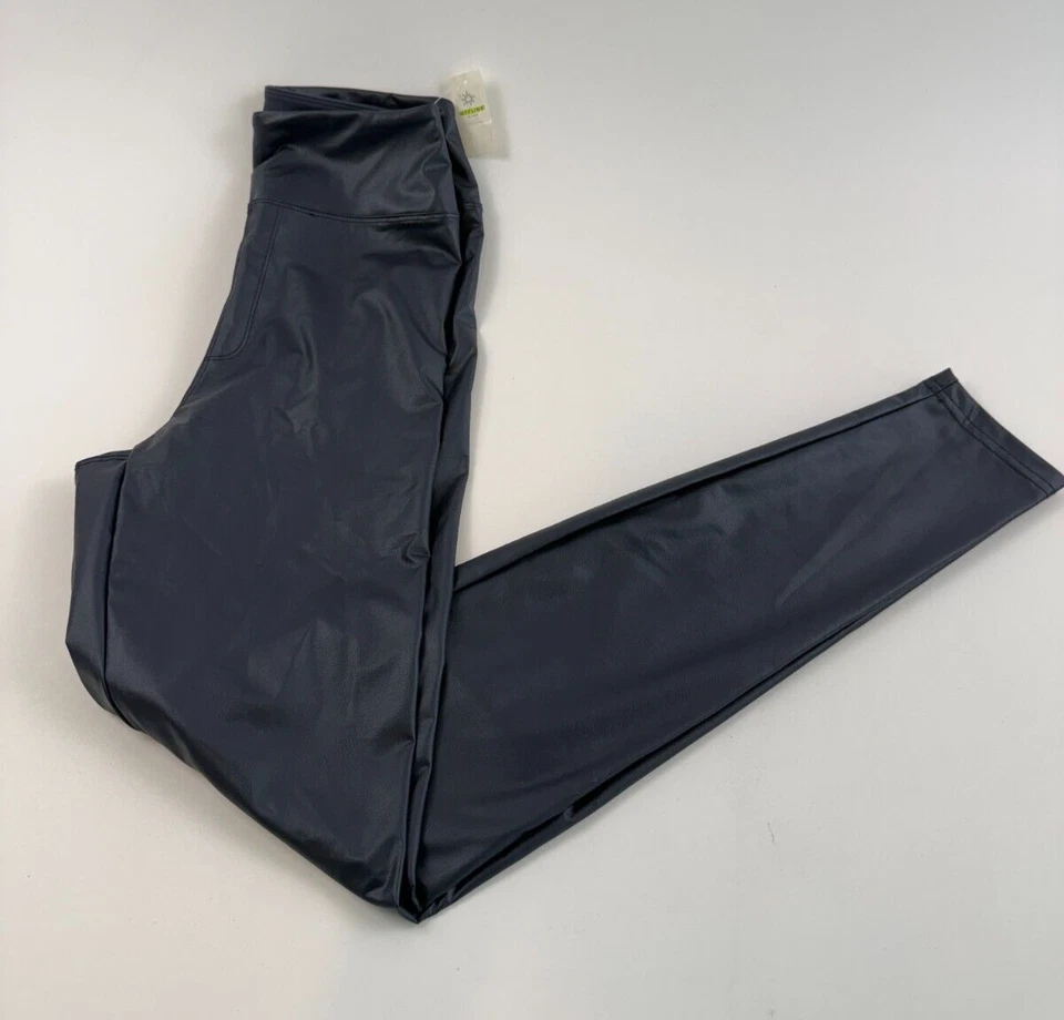 Offline by Aerie Leggings Womens Medium Real Luxe Faux Leather Dark Blue