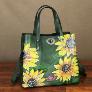 Hand painted Genuine Leather Purses and Handbags Women Shoulder Bag Crossbody - Picture 1 of 8