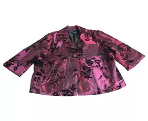 Susan Graver Jacket Womens XL Purple Floral Velvet Burnout Crinkle Artsy Fairy - Picture 1 of 16