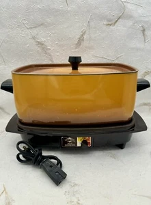 VTG MCM 70s West Bend Automatic Slo Slow Cooker 7645449F Autumn Gold W Lid WORKS - Picture 1 of 24