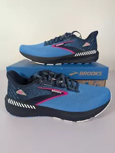Brooks Shoes Womens 11 B Medium Launch GTS 10 Peacoat Blue Pink Running Athletic - Picture 1 of 16