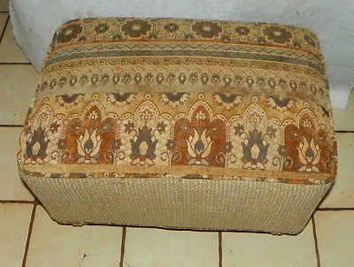 Reposapiés/taburete verde beige óxido abstracto estampado chenilla (FS94) Foto 1 de 4