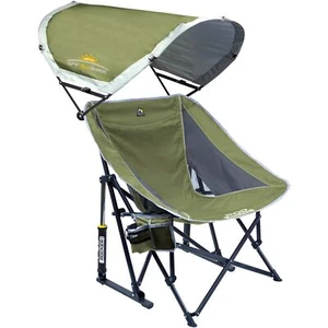 GCI Outdoor Pod Rocker Outdoor Rocking Chair with SunShade Canopy Loden Green - Picture 1 of 8