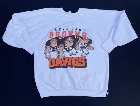 VTG 80’s Logo 7 Cleveland Browns NFL Big Graphic Dawg Pound Sweatshirt - Mens L Cover