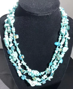 Türkis Halskette Multi Strang 2" Verlängerung gemischte Formen passende Ohrringe - Bild 1 von 6