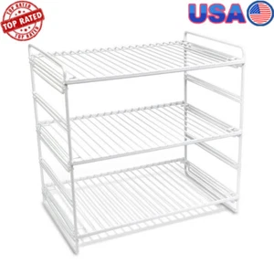 Scaffale Portaoggetti Regolabile 3 Livelli Bianco 15,75" x 10,5" Organizza Articoli Casa US - Foto 1 di 6