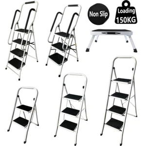 Foldable 3 4 5 6 7 8 Step Ladder Stepladder Non Slip Tread Safety Aluminium Step - Picture 1 of 43