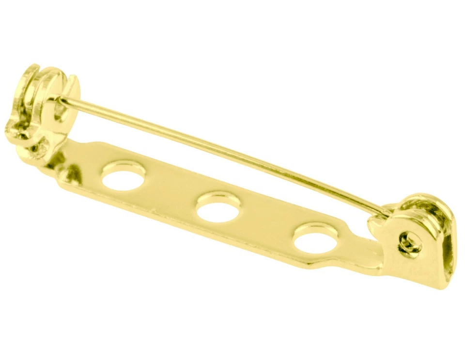 Sparkle 200 Pc of Brooch Back Pin in Brass 3.17CM of 3 Holes for Jewelry Making - Image 1 of 1