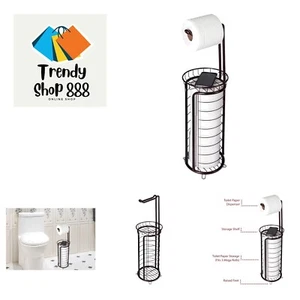 Free Standing Toilet Tissue Paper Roll Holder Stand Dispenser - Bathroom Orga... - Picture 1 of 7