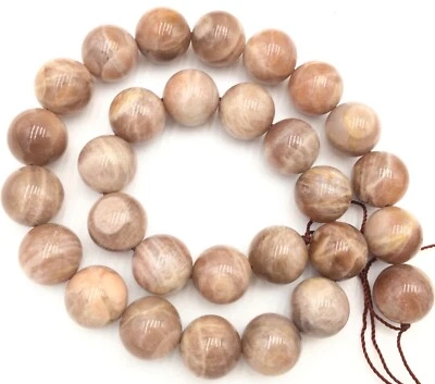 14mm Fine Beige Sunstone Smooth Gemstone beads Stone-jewelry Supplies - Image 1 of 4