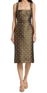 NWT ETRO Tapestry Jacquard Sheath Dress 44 8 Metallic Gold Black Floral Pattern - Picture 1 of 11