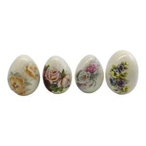 Lote de 4 huevos de Pascua de porcelana flores multicolores florales - Imagen 1 de 7
