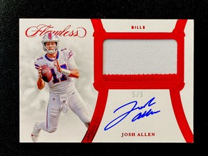 2020 Panini Flawless JOSH ALLEN AUTOGRAPH 2-Color Patch Auto 5/5 Buffalo Bills