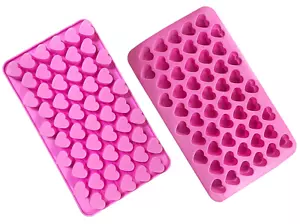 2 pcs silicone mould heart shape chocolate candy tray cake 55 hearts decoration - Picture 1 of 1