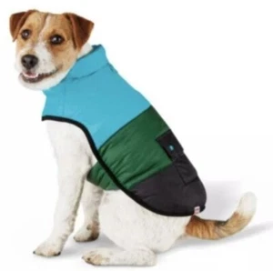NEW Small Lego from Target Pet Dog Puffer Coat with Pocket Blue Green Black - Picture 1 of 6