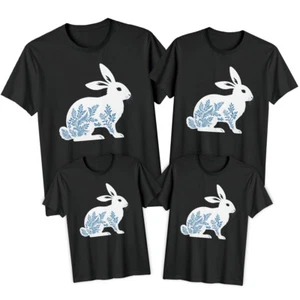 Family Bunny Laurels Happy Easter T-Shirt Tee Cute Festival Holiday Party #ED - Picture 1 of 24