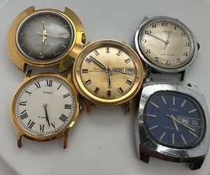 Lot Of 5 Vintage Men’s Timex Wristwatches Manual & Electronic For Parts/Repair - Picture 1 of 8