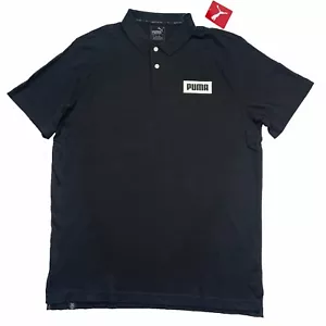 Neu Herren Puma Poloshirt T-Shirt Top kurzärmlig Knopfverschluss schwarz groß - Bild 1 von 11