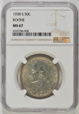 1938-S Daniel Boone Silver Half Dollar 50c NGC MS67 6332786-008 - Image 1 of 4