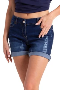 Damen Boyfriend Relaxed Denim Stretch Shorts Frauen Sommer Strand Hot Pants - Bild 1 von 29
