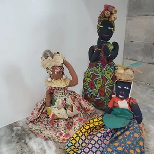 Handgefertigte afrikanische Senegal Grenada Puppen Volkskunst Konvolut 3 Sammlerstücke handgefertigt - Bild 1 von 8