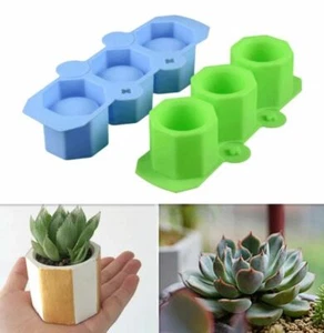Pack of 2 Hexagon Silicone Mold for Concrete Flower Pot or Candles and Resin - Picture 1 of 6