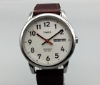 Timex Easy Reader Watch Men 35mm Silver Tone Day Date White Dial New Battery