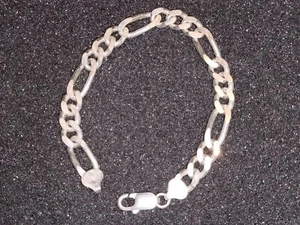 925 Solid Sterling Silver 8" - 9mm Figaro Heavy Chunky Link Chain Bracelet 21.6G - Picture 1 of 5