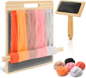 4 Pcs Wool Blending Board Carding Brush Set Wool Hand Carders Wood Brush Comb Ne - Picture 1 of 12