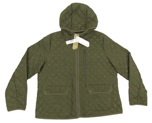 NWT J Crew Quilted Primaloft Womens Green Hooded Full Zip Coat Jacket XXL - Picture 1 of 9