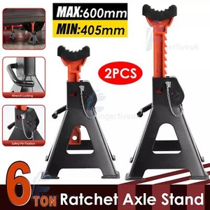 2PCS 6 Ton Lifting Axle Stands Heavy Duty Car Caravan Ratchet Floor Jack Stands - Picture 1 of 16