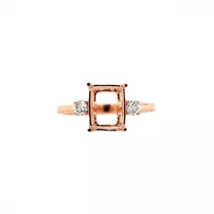 Ring Semi-Mount Emerald Cut 9x7mm In 14k Rose Gold With Diamond Accents (47341) - Picture 1 of 7