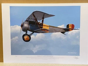 NO 1 signed aviation art print Belgium Nieuport Ace Lt André De Meulemeester - Picture 1 of 3