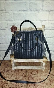 See By Chloe Black & Taupe Grey Quilted Leather Satchel Shoulder Handbag - Picture 1 of 13