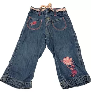Lee Rider Girls Infant Baby Siz e 18 months Blue Jean Denim Floral Embroidered R - Picture 1 of 4