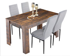 Wooden Dining Table and Chairs Set of 4/6 HIGH BACK Seat Kitchen Room Furniture