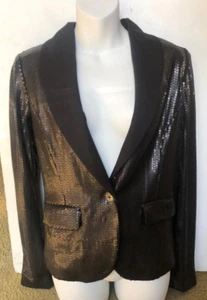 SHAPE FX Women's Black Sequin Holiday Party Formal Jacket Blazer Size 4 - Picture 1 of 5