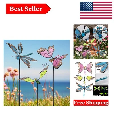 Glow-in-Dark 3-Piece Garden Stake Set - Butterfly, Dragonfly, Hummingbird - Image 1 of 4