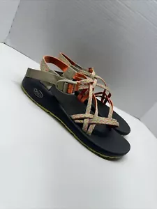 Chaco Neon Orange & Yellow Geometric Print Double Strap Sandals Size 11 Us - Picture 1 of 7