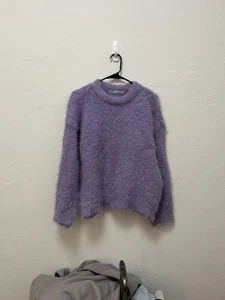 Women’s Chunky Knit Crewneck Sweater Size L Lavender - Picture 1 of 5