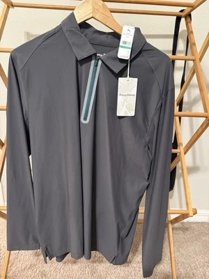 Nuevo Tommy Bahama Pebble Coast Media Cremallera Zona Isla Para Hombres Polo Grande Ónix Foto 1 de 4