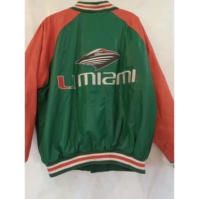 Vintage Miami Hurricanes Steve & Barrys Varsity Letterman Jacket Large Green - Image 1 of 4