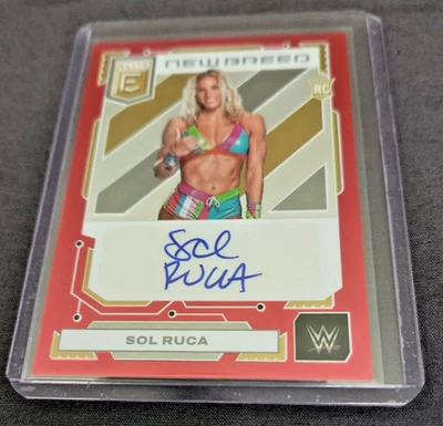 2023 WWE Donruss Elite Sol Ruca New Breed Red Rookie RC Autograph Auto 27/49 - Image 1 of 3