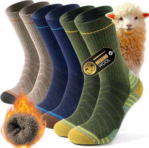 3 Pairs Men's Merino Wool Socks Outdoor Walking Work Boot thermal Socks XL 12-15 - Picture 1 of 1