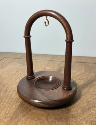 Wood pocket watch holder by Mike Fitz fine signed Holmes London label quality - Image 1 of 4