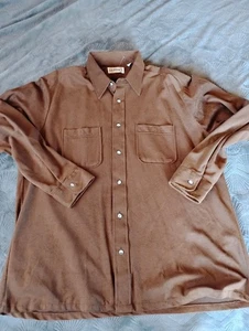 mervyns mens collection Vintage Button Down Long Sleeve Shirt Brown Velvet - Picture 1 of 10
