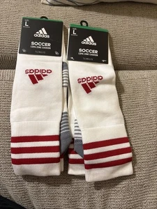 Adidas Soccer Socks Large White 2 Pair - Picture 1 of 3